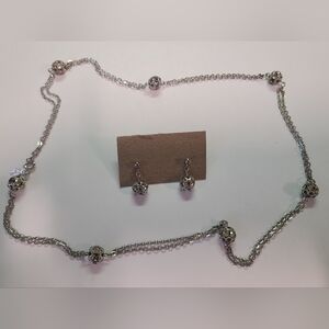 Vintage Sarah Coventry Silver Rhinestone Disco Ball Necklace and Earring Set